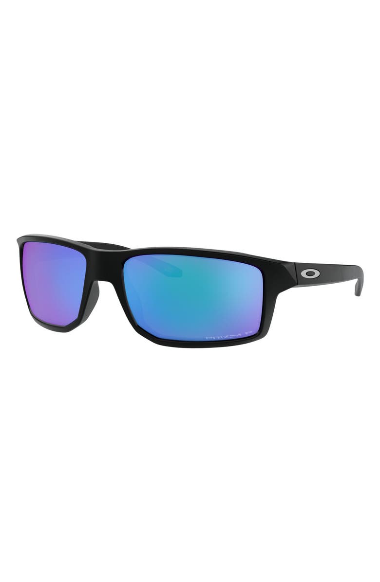 Oakley Gibston 61mm Polarized Wrap Sunglasses, Alternate, color, Matte Black/ Prizm Sapphire