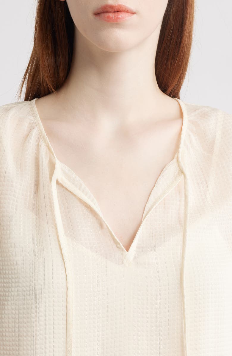 Anne Klein Metallic Tie Neck Top, Alternate, color, 