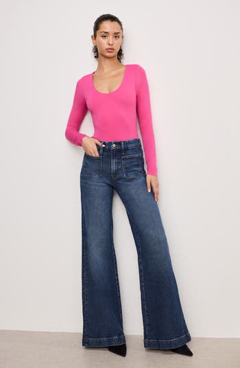 Good Waist Patch Pocket Palazzo Jeans