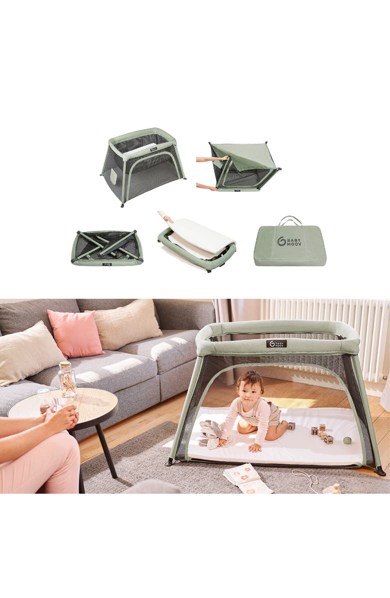 Babymoov Moov & Comfy 3-in-1 Travel Cot, Baby Crib & Playpen, Alternate, color, Sage