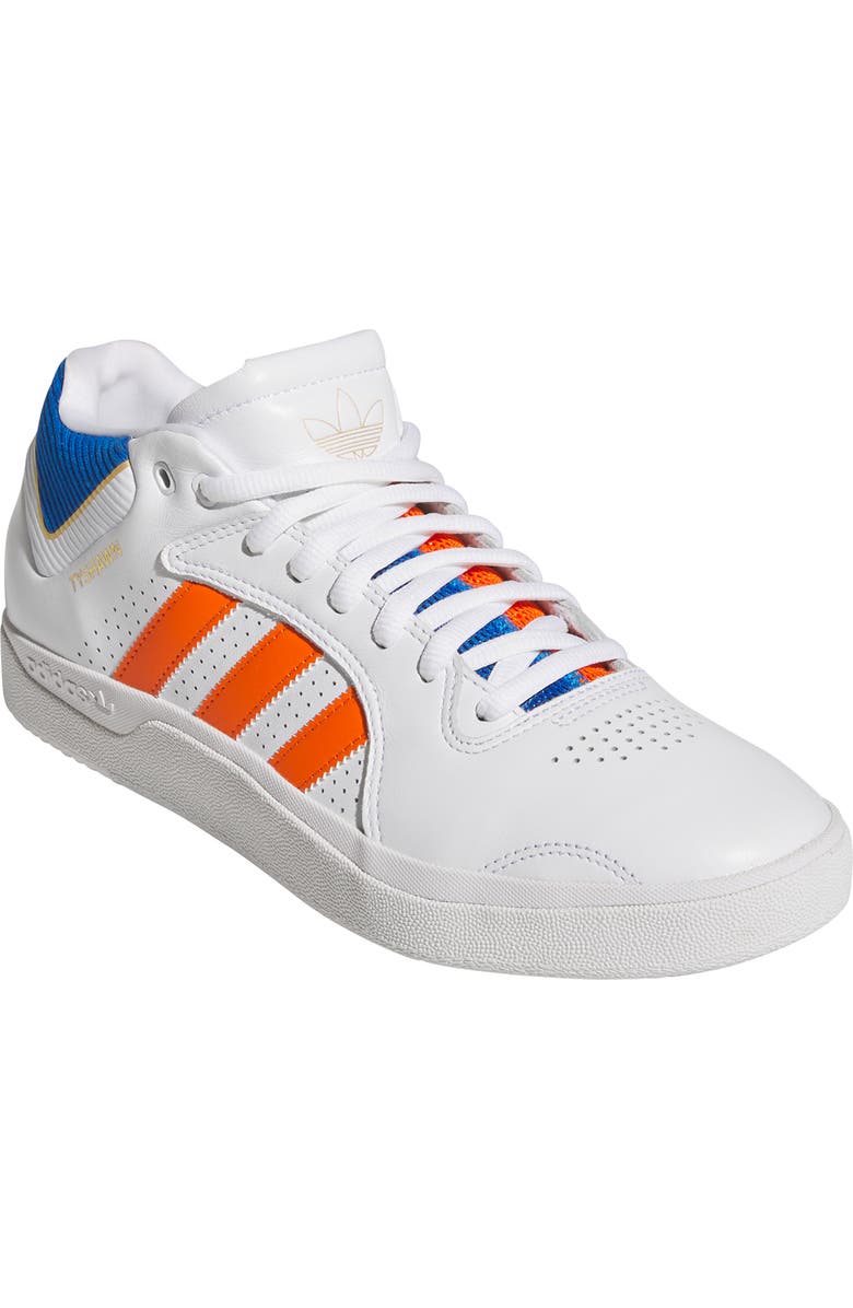 adidas Tyshawn Skateboarding Sneaker, Main, color, White/ Orange/ Blue Bird