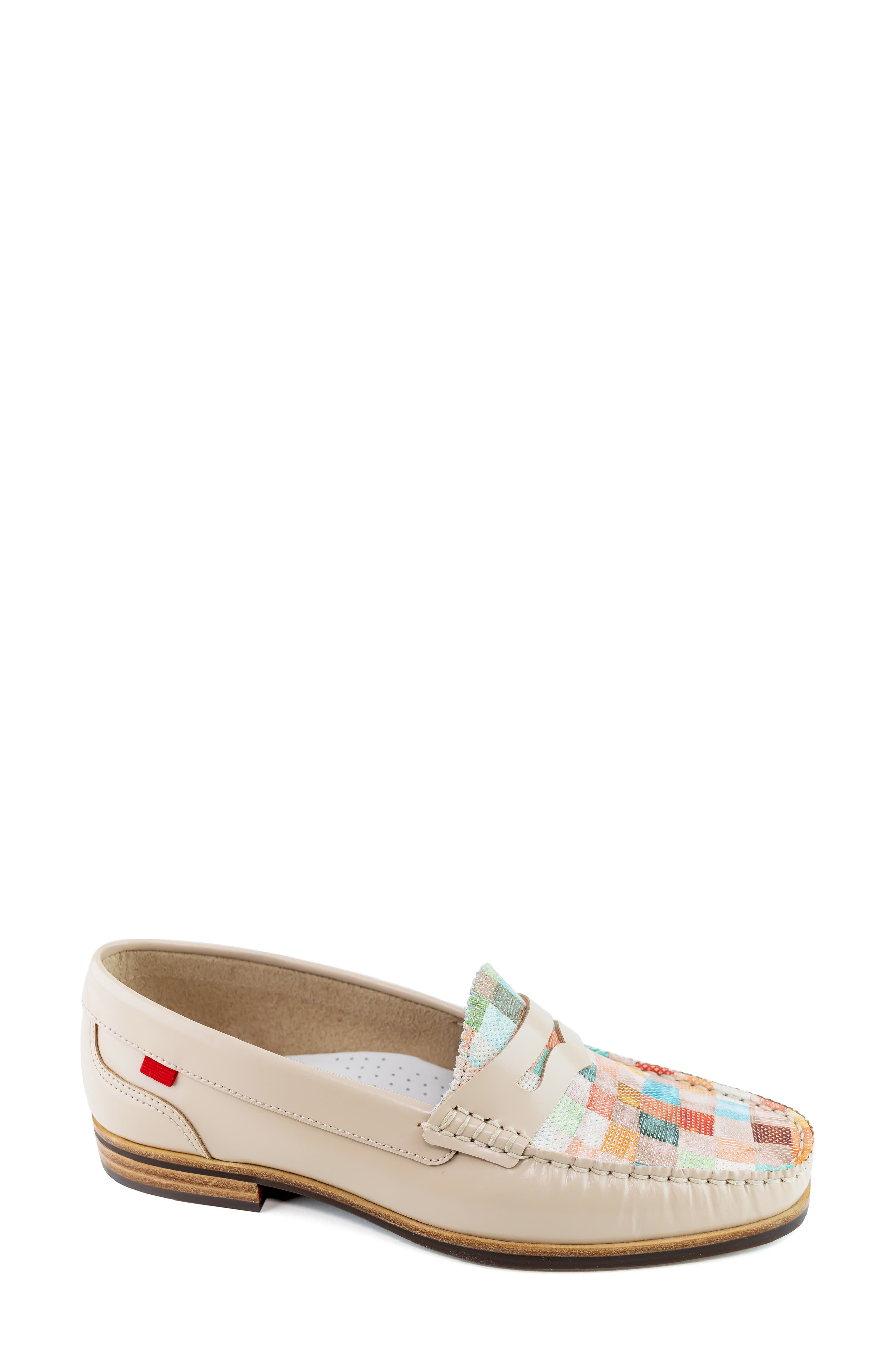 East Village 2.0 Leather Penny Loafer, Main, color, BEIGE MOSAIC NAPA