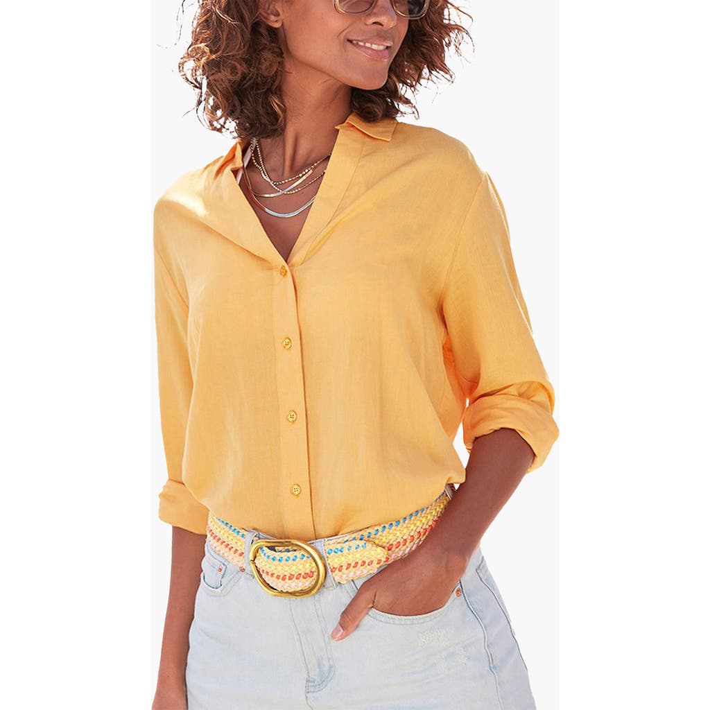 LASCANA Button Down Blouse in Apricot at Nordstrom, Size 4