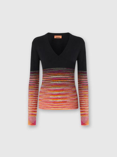 Shop Missoni Dégradé Slub Cashmere Sweater With V-neck In Multicoloured