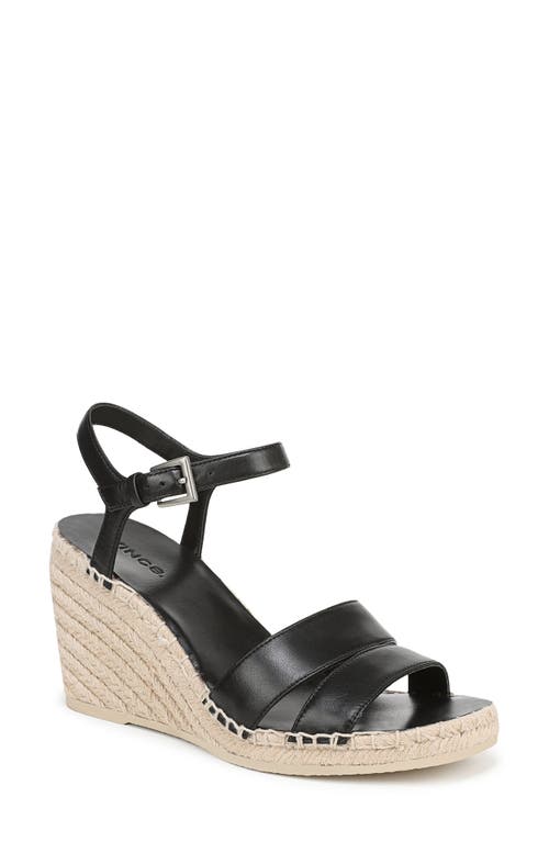 Vince Gwen Ankle Strap Espadrille Platform Wedge Sandal In Black
