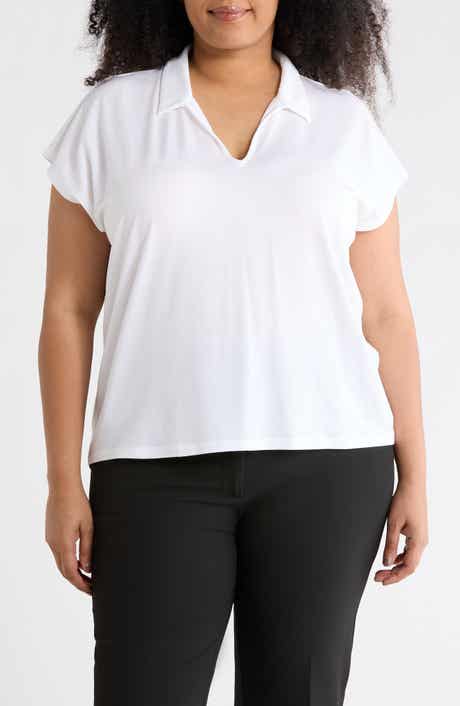 Eileen Fisher Boxy Johnny Collar Jersey Top