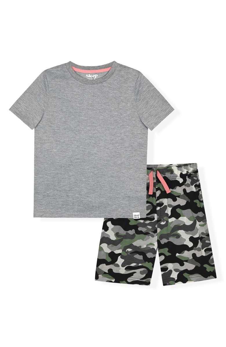 SLEEP ON IT Kids' T-Shirt & Pajama Shorts Set, Main, color, Gray