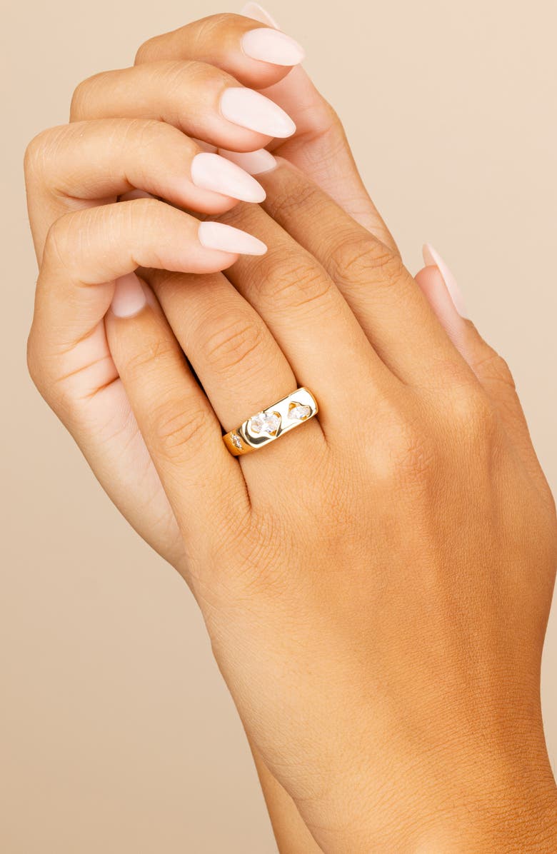 Sterling Forever Selwyn Cubic Zirconia Statement Ring, Alternate, color, Gold