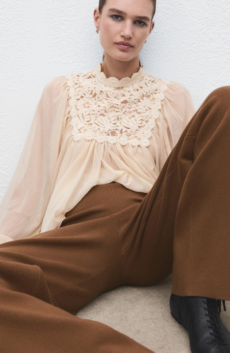 MANGO Straight Leg Knit Pants, Alternate, color, Caramel