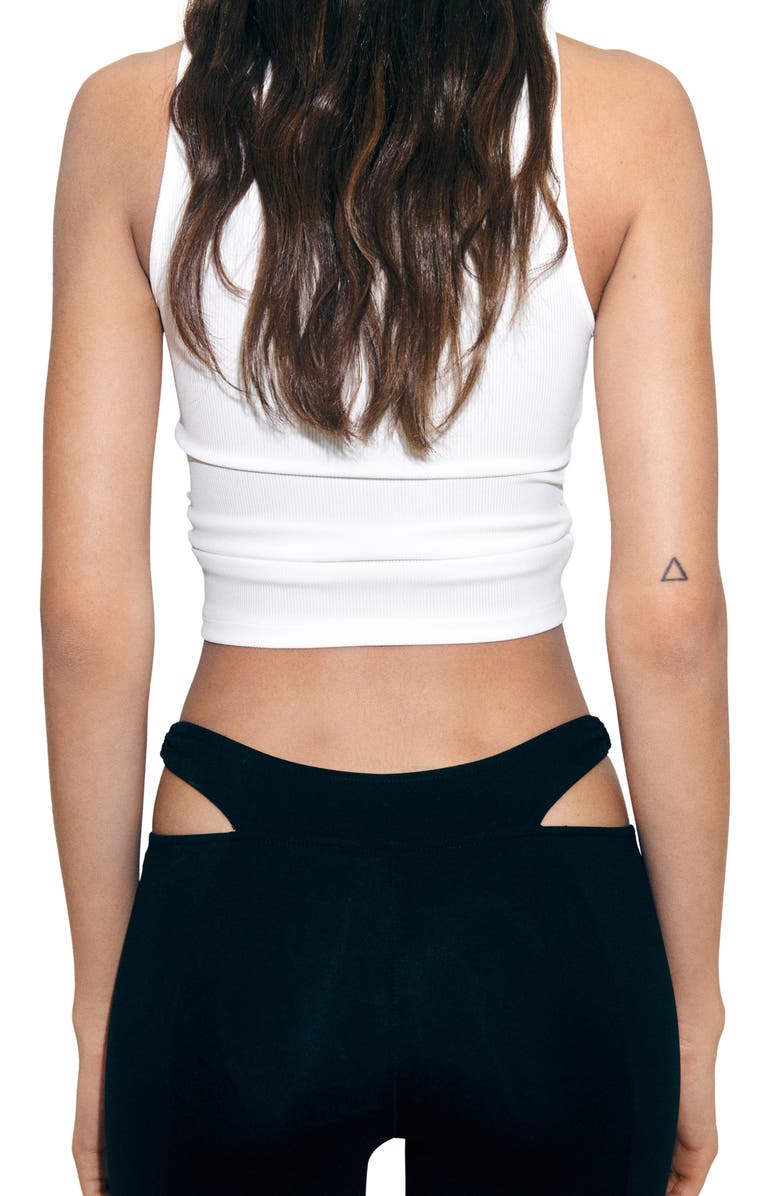 MANGO Rib Twist Strap Tank, Alternate, color, White