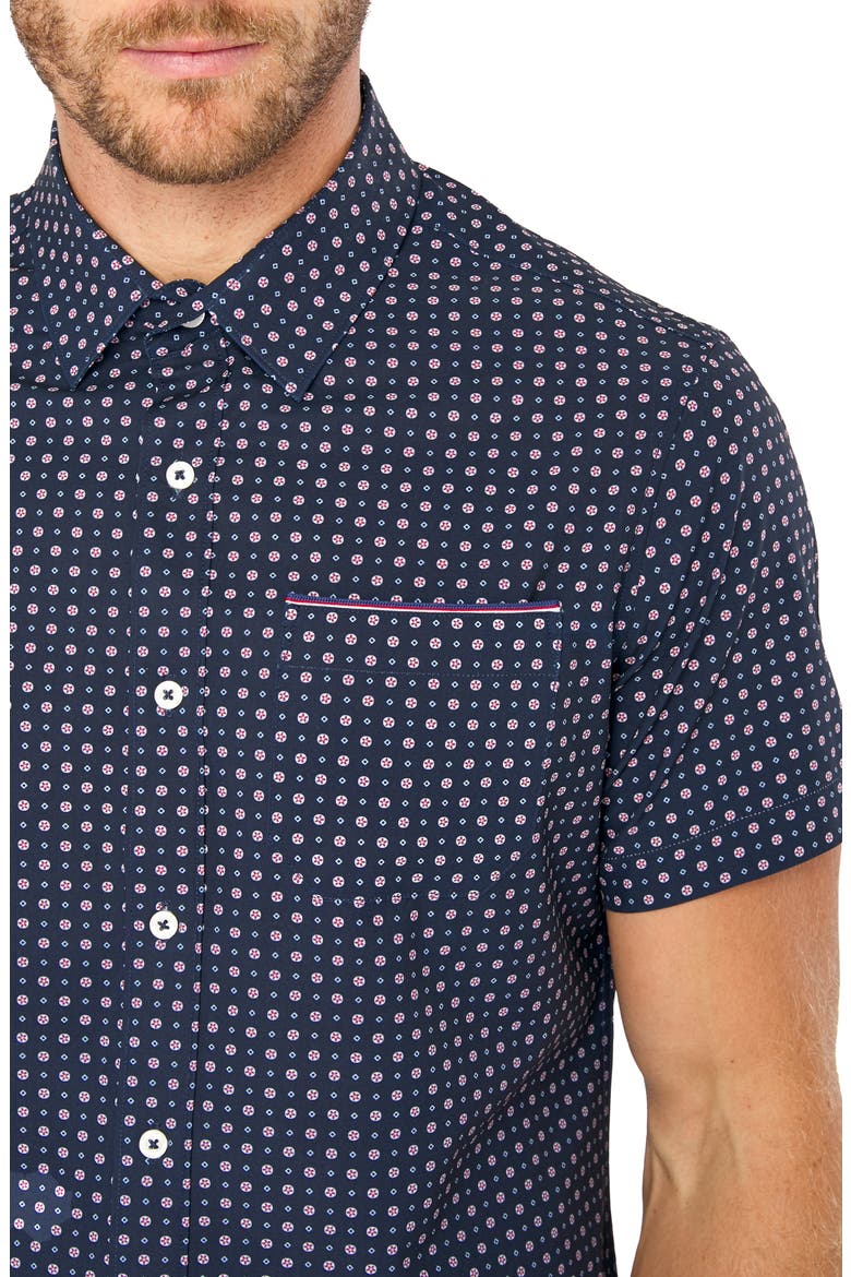 Another Dimension Slim Fit Short Sleeve Button-Up Shirt, Alternate, color, NAVY