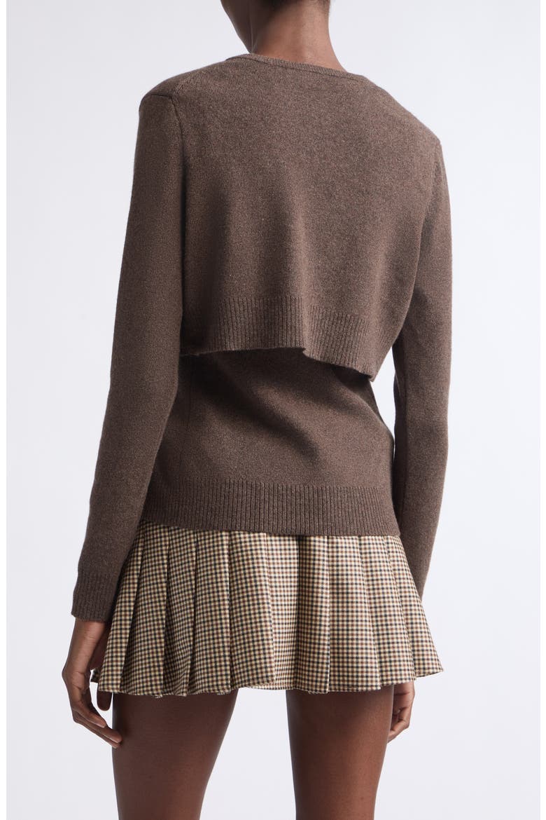 Layered Cashmere Cardigan Set, Alternate, color, BROWN
