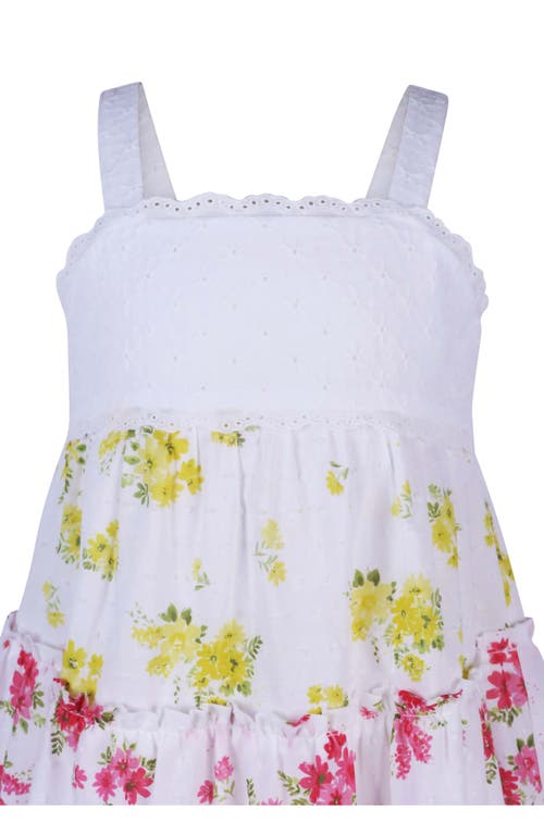 Zunie Kids' Tiered Cotton Sundress In White