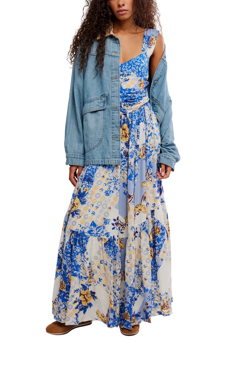 Free People Sasha Floral Mesh Midi Dress, Alternate, color, Porcelain Combo