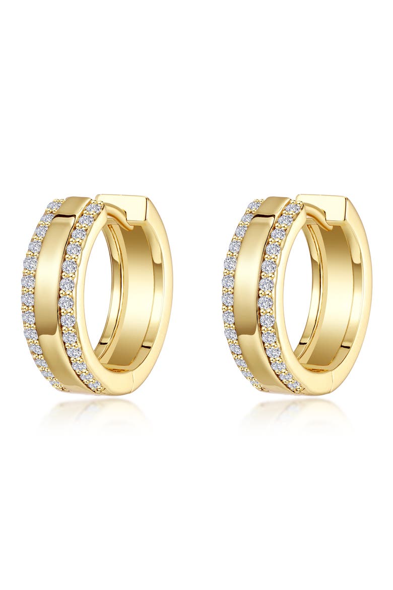 Pavé Simulated Diamond Hoop Earrings, Main, color, WHITE