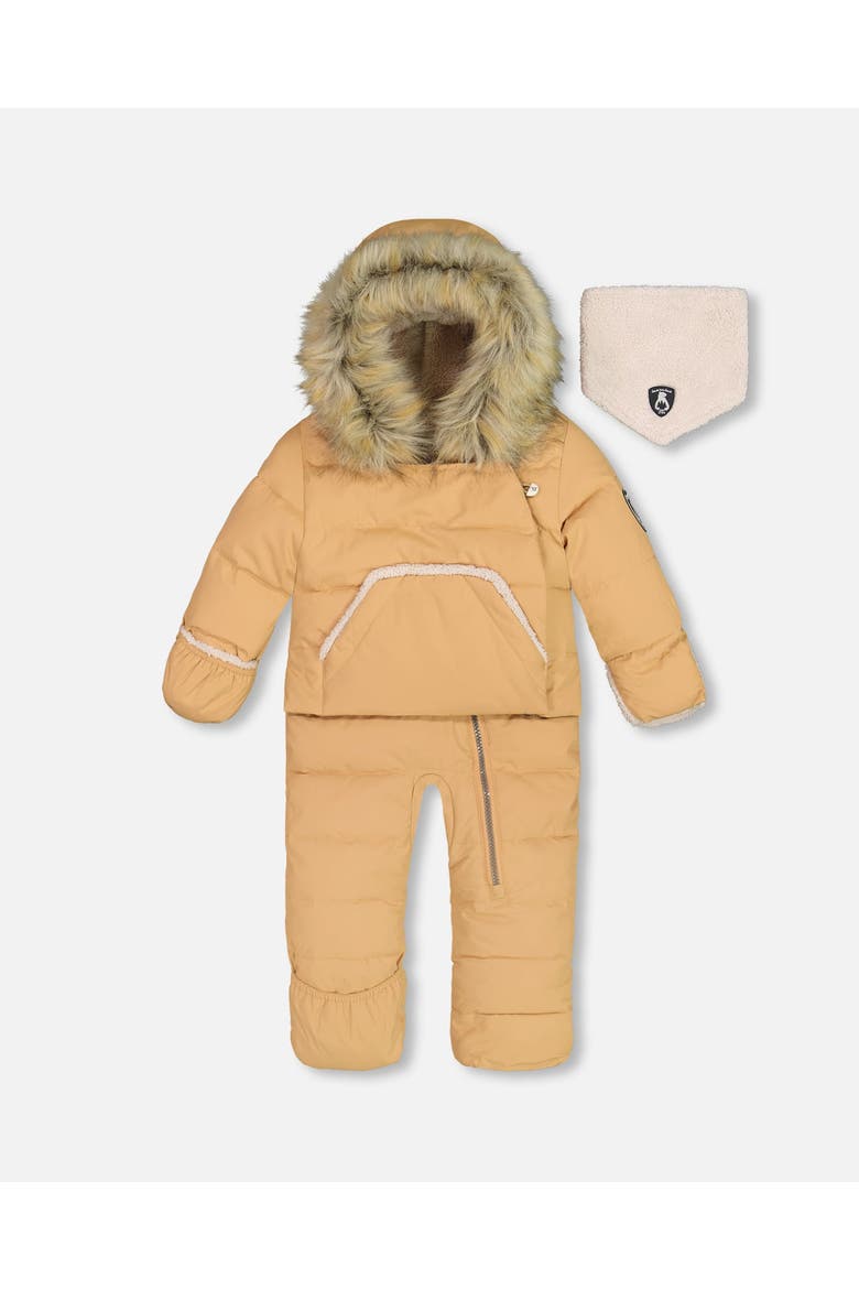 Baby Boy's One Piece Baby Hooded Snowsuit Doe Designed For Car Seat, Main, color, Doe