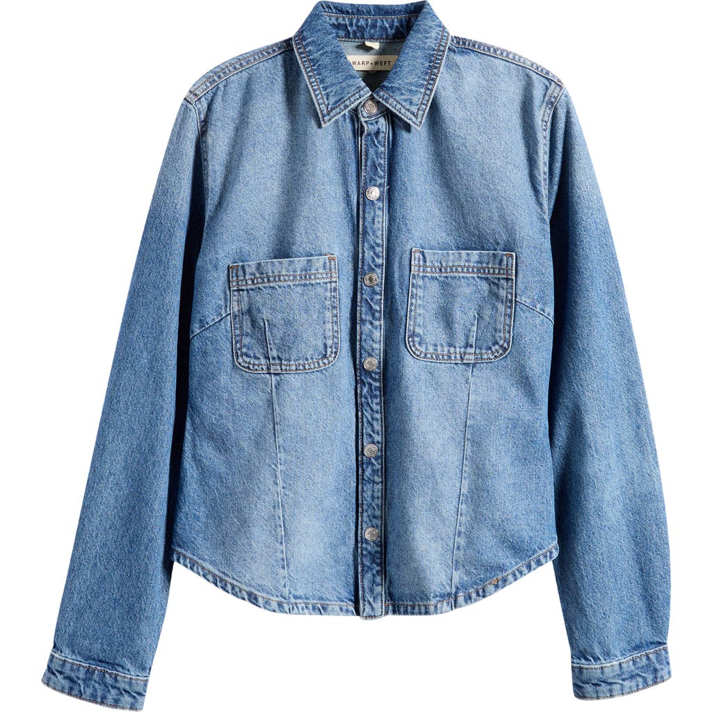 Warp & Weft Warp+weft Western Denim Button-up Shirt In Blue