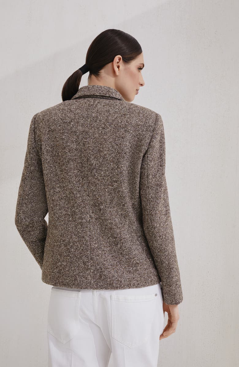 Brunello Cucinelli Mélange diagonal blazer, Alternate, color, Brown