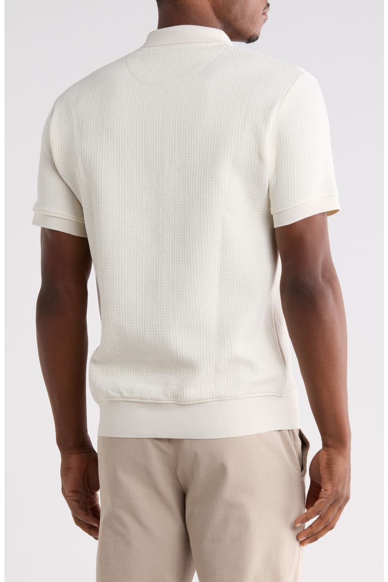 Zipped Short Sleeve Polo, Alternate, color, OFF WHITE