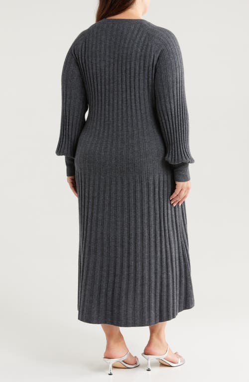 Nordstrom Long Sleeve Wool & Cashmere Sweater Dress In Grey Dark Charcoal Heather
