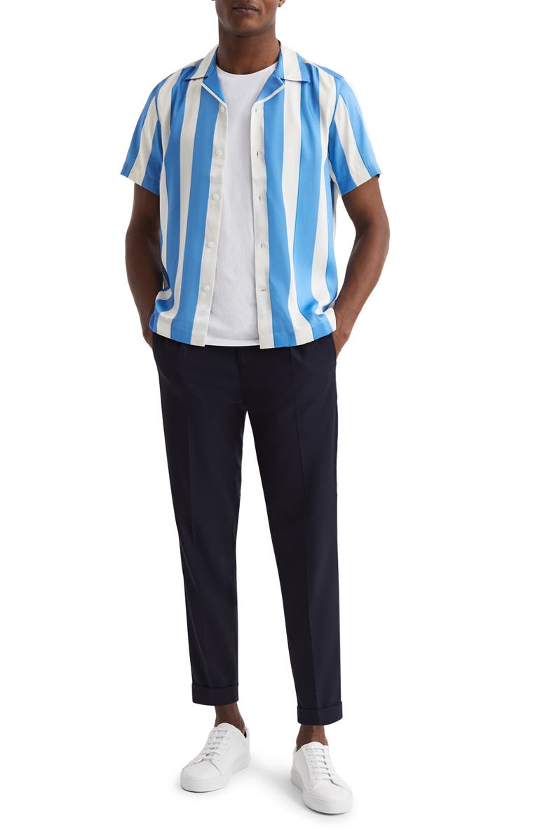 Reiss Virginia Stripe Short Sleeve Button-Up Shirt, Alternate, color, 