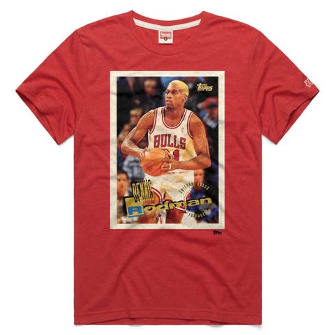 Unisex Homage Dennis Rodman Red Chicago Bulls Topps Trading Card Player Tri-Blend T-Shirt