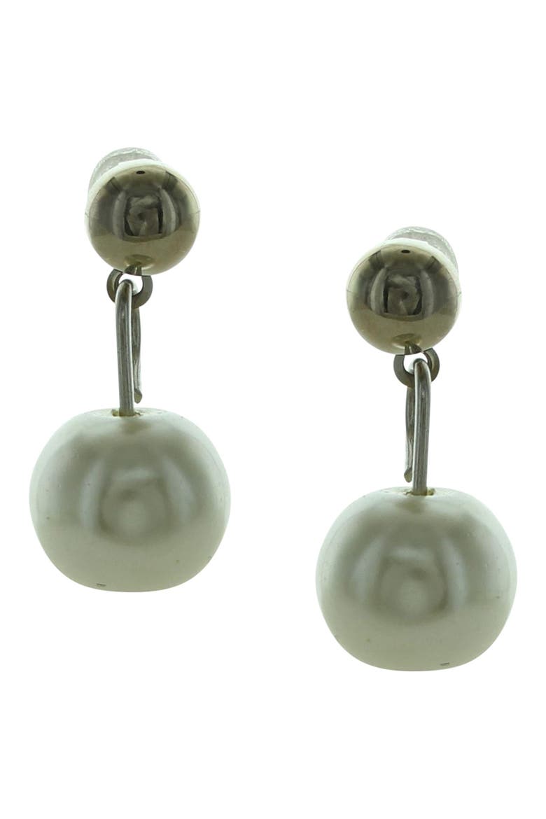 Faux Pearl Drop Earrings, Main, color, SILVER / WHITE