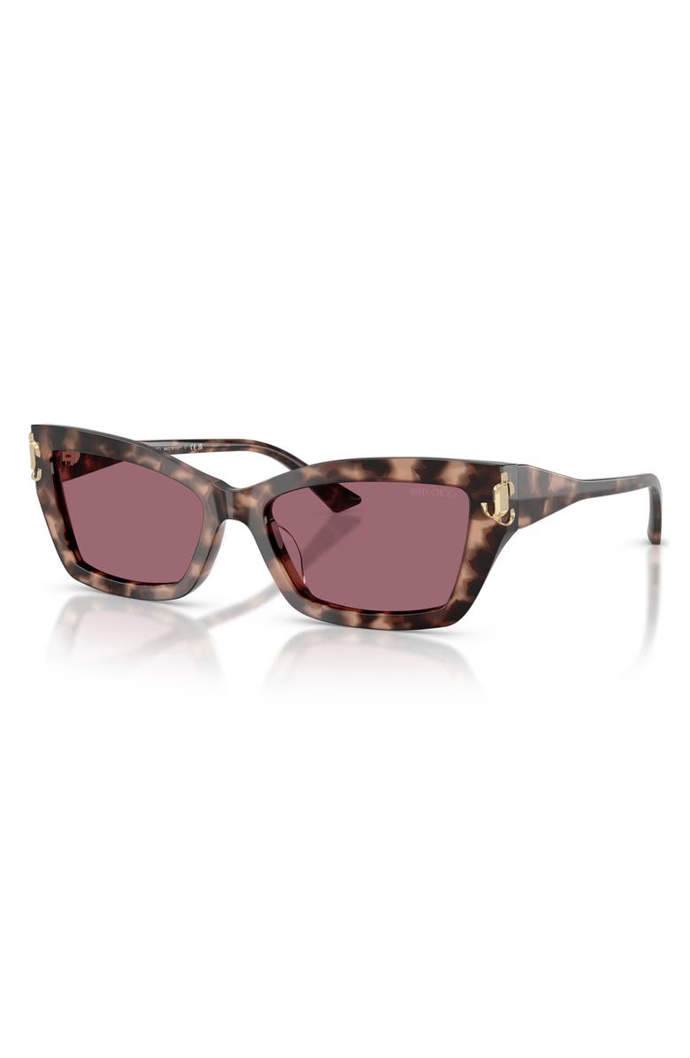 Jimmy Choo 55mm Cat Eye Sunglasses, Alternate, color, Pink Havana / Violet