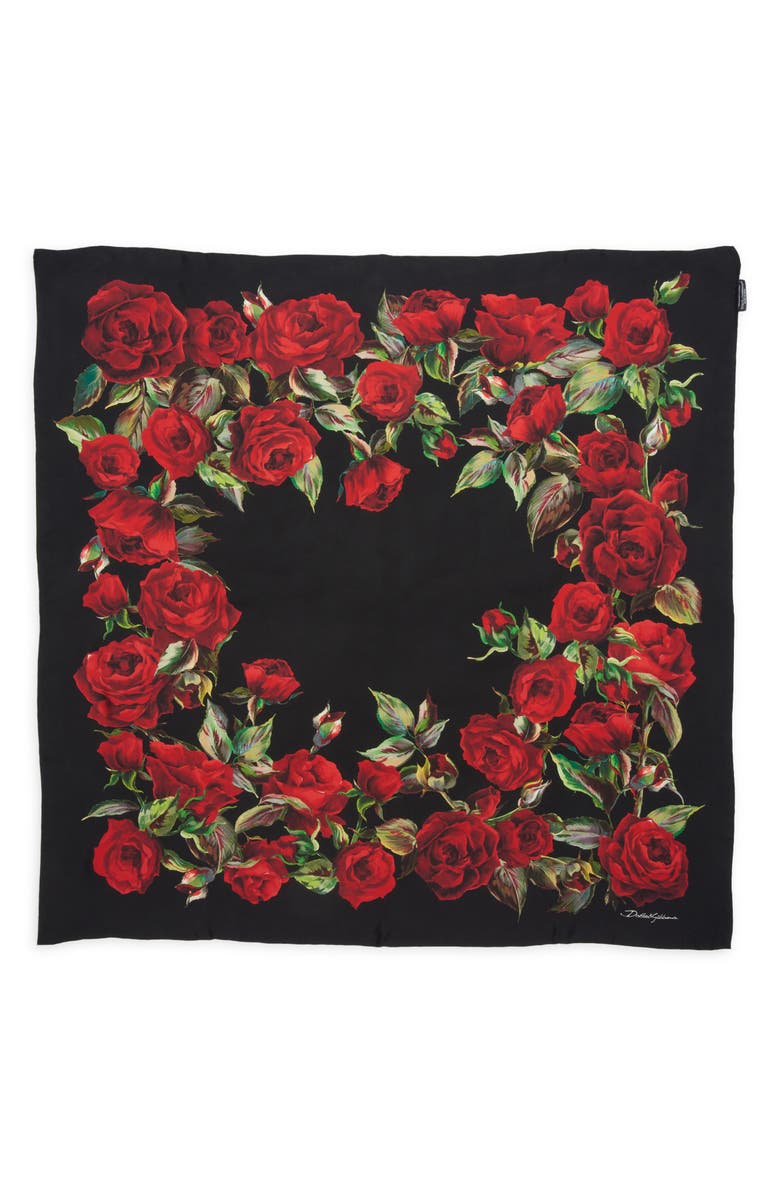Dolce&Gabbana Roses Silk Scarf, Main, color, 