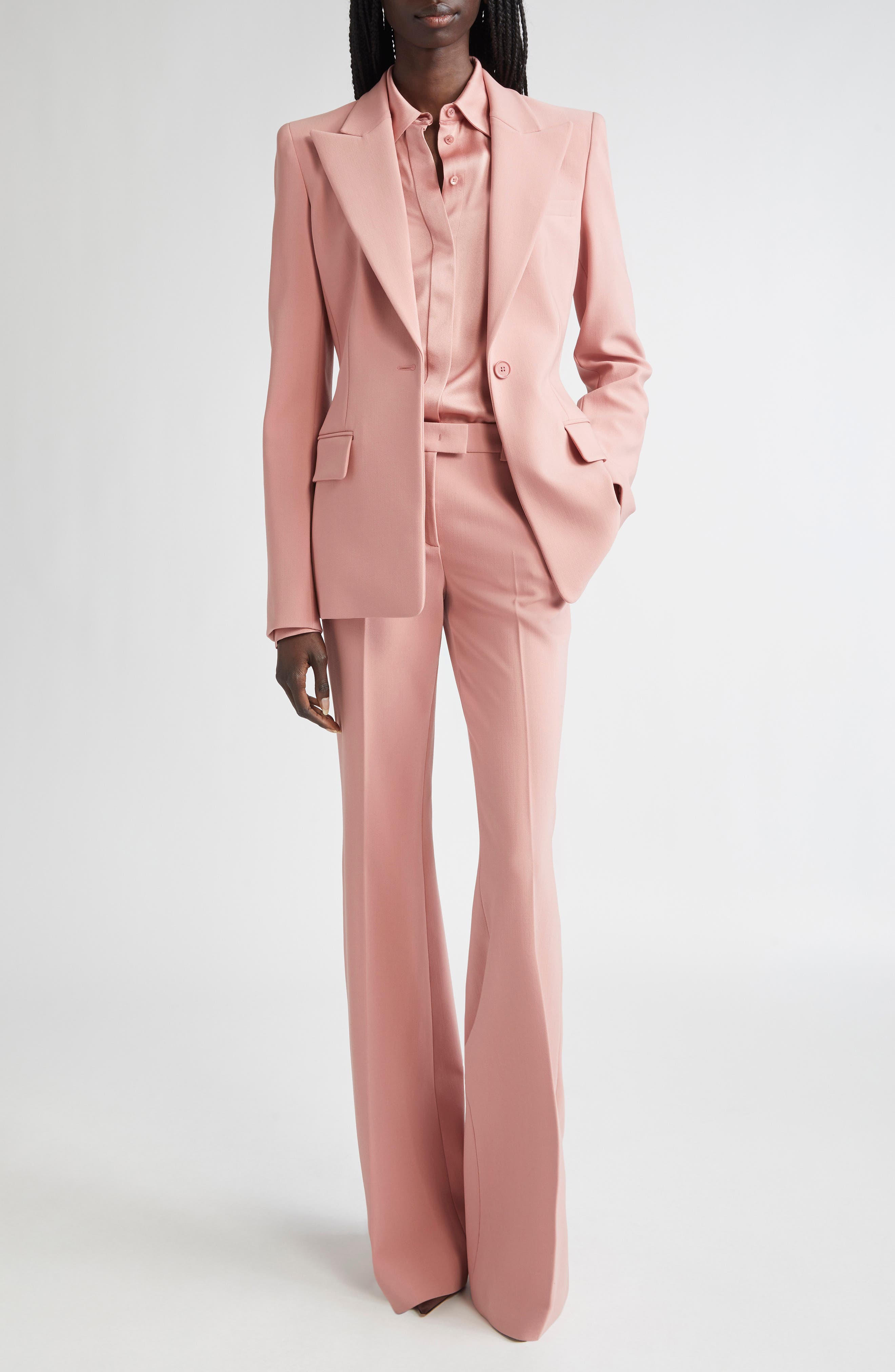 Georgina One-Button Virgin Wool Blend Blazer - image 4