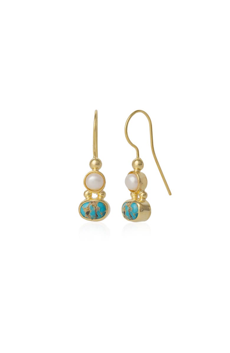 Spero London Authentic Turquoise Sterling Silver Drop Gold Plated Earring, Main, color, Gold