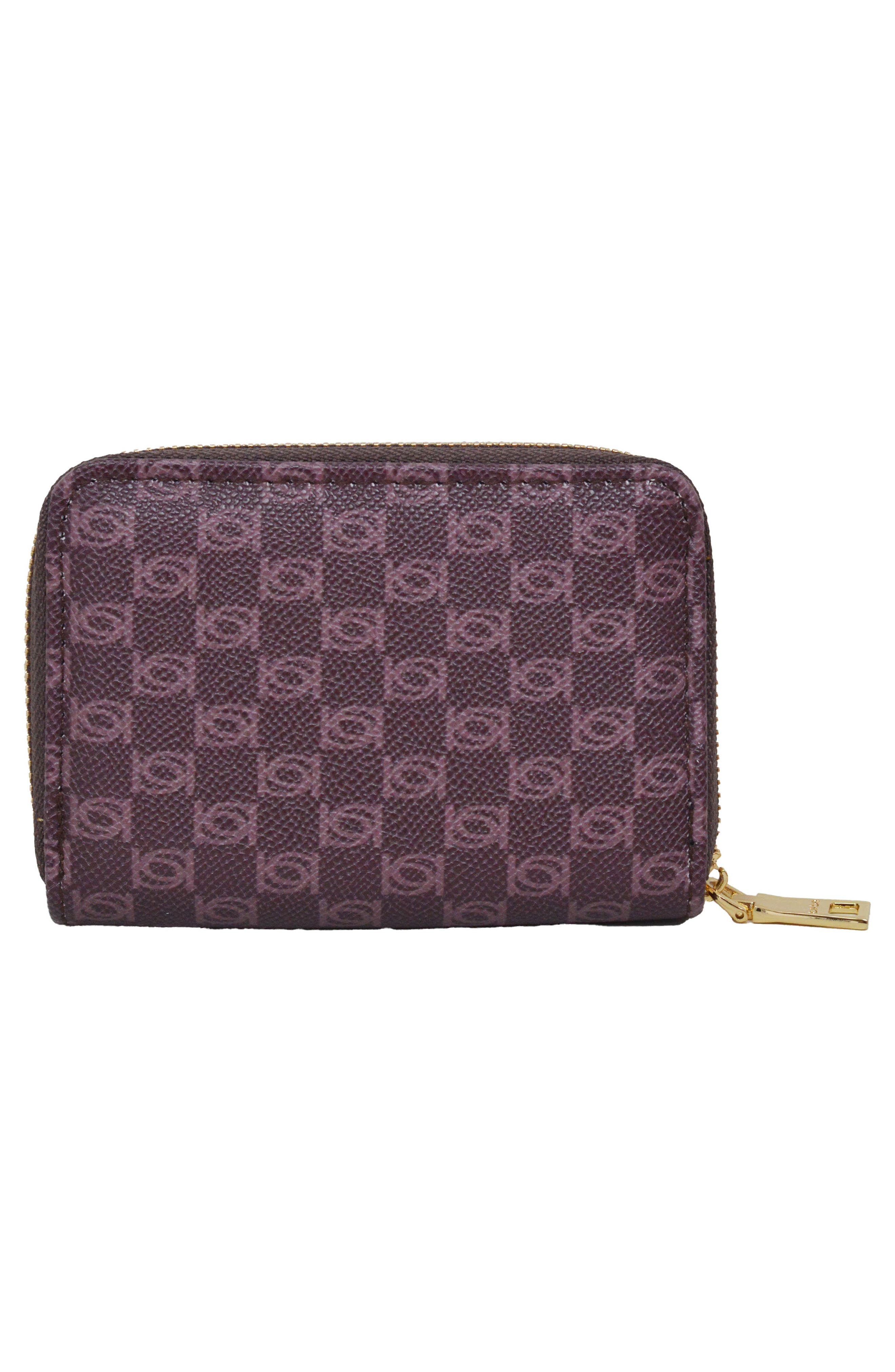 Adela Small Monogram Satchel with Wallet, Alternate, color, BURGUNDY