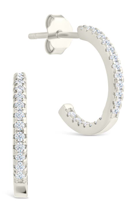 Thin Cubic Zirconia Hoop Earrings