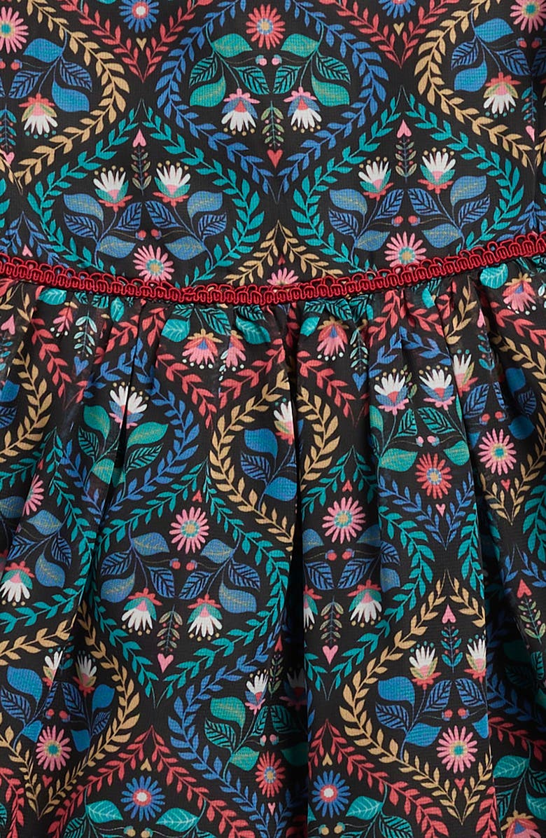 Pippa & Julie Kids' Susie Printed Ruffle Chiffon Party Dress, Alternate, color, Black