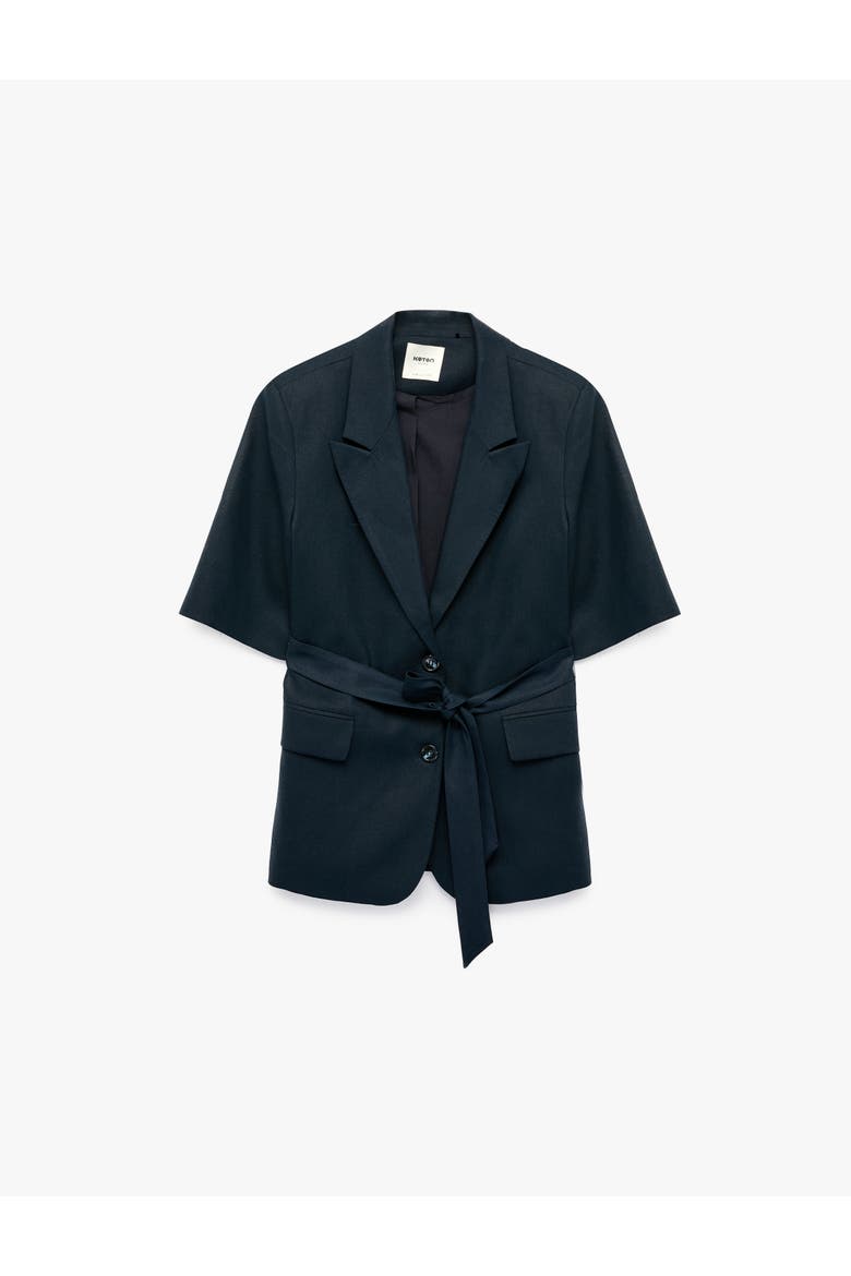 Relaxed Fit Short Sleeve Belted Blazer, Alternate, color, NAVY BLUE