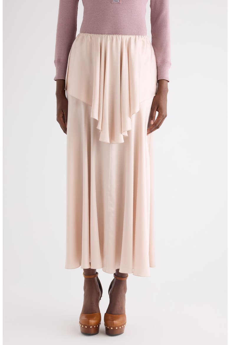 Fluid Washed Silk Satin Layered Midi Skirt, Main, color, ROSE DUST