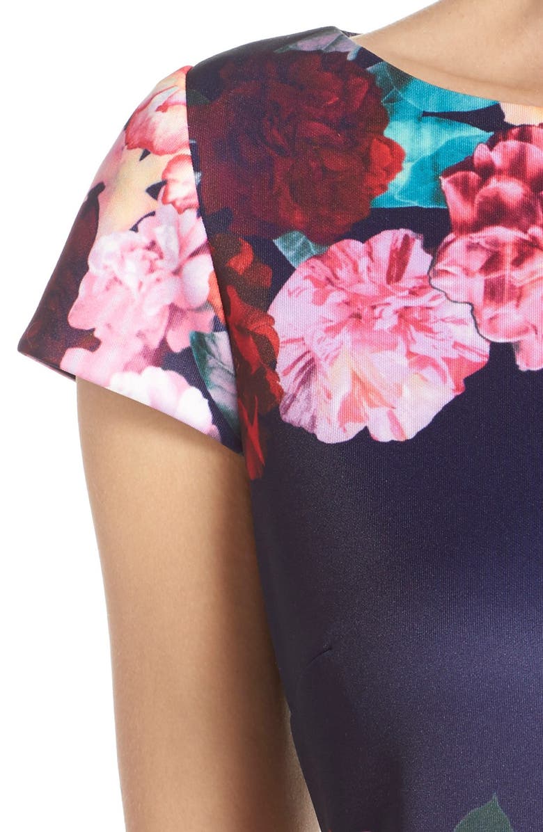 Vince Camuto Floral Print Scuba Shift Dress, Alternate, color, 