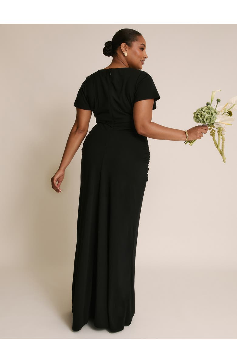 Six Stories Knot Panel Flutter Sleeve Maxi Dress, Alternate, color, Black