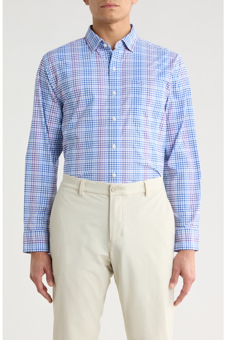 Siesta Key Sandbar Check Button-Up Shirt, Main, color, SUMMER PLUM