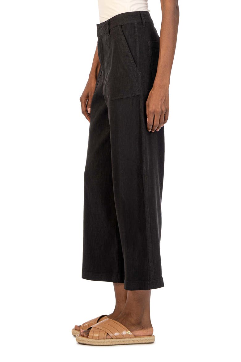 Topaz High Waist Crop Wide Leg Linen Blend Pants, Alternate, color, BLACK JM