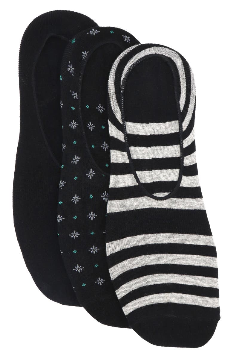 Lorenzo Uomo 3-Pack Assorted Ankle Socks, Main, color, Black