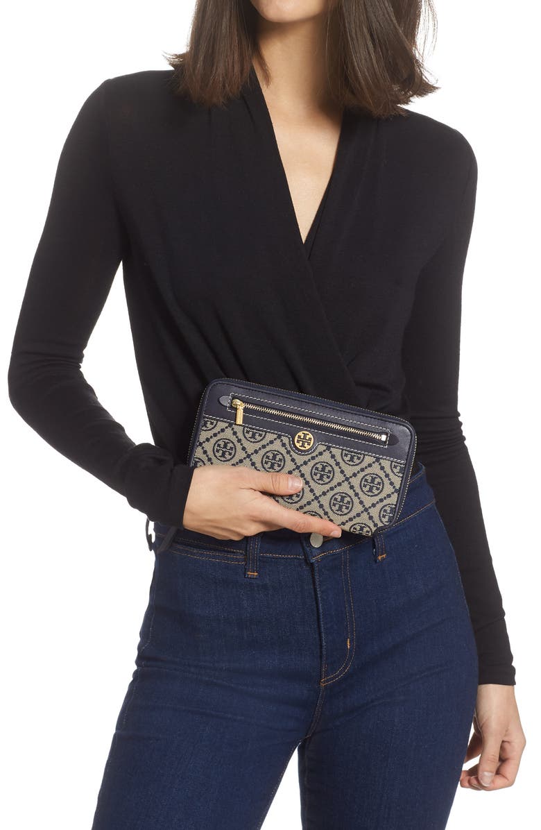Tory Burch T Monogram Jacquard Continental Wallet, Alternate, color, 