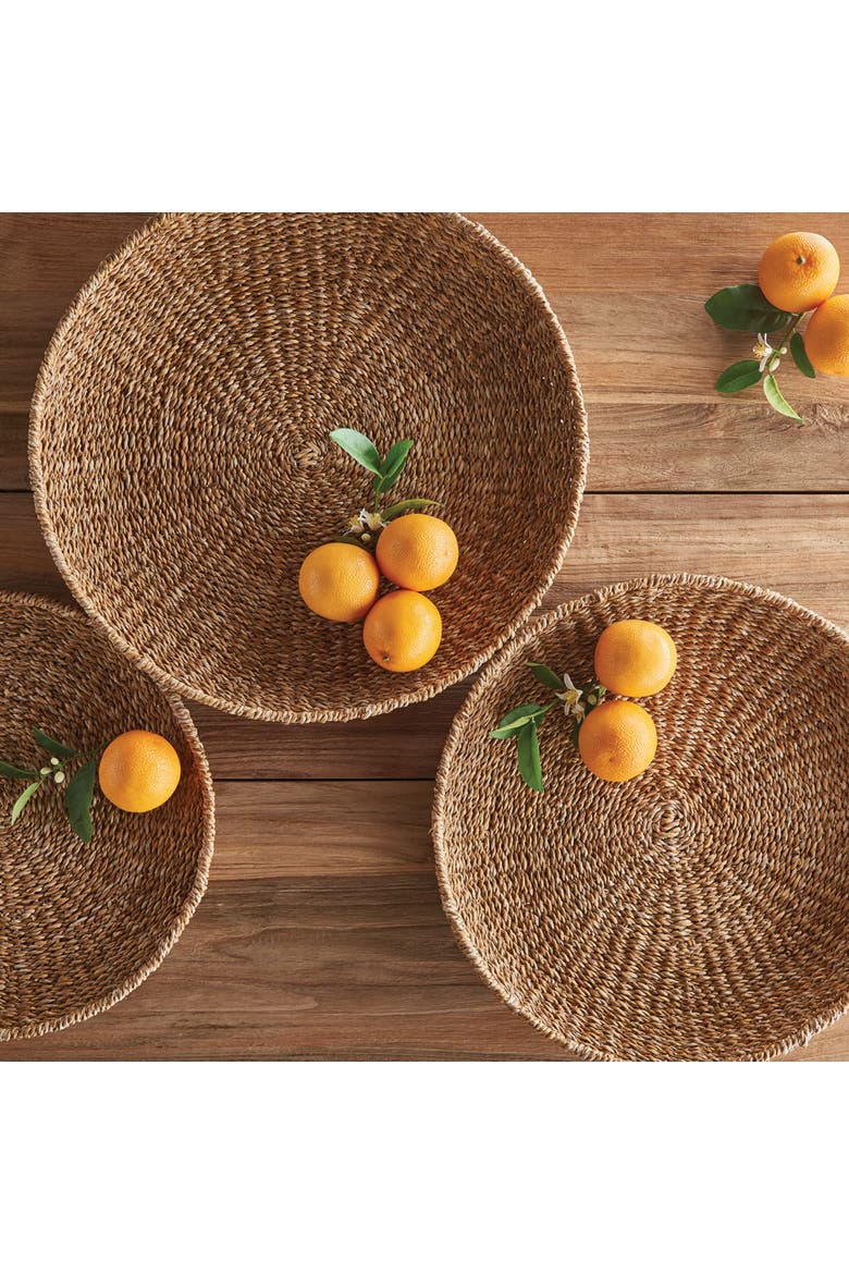 Seagrass Round Trays Set of 3, Alternate, color, Beige