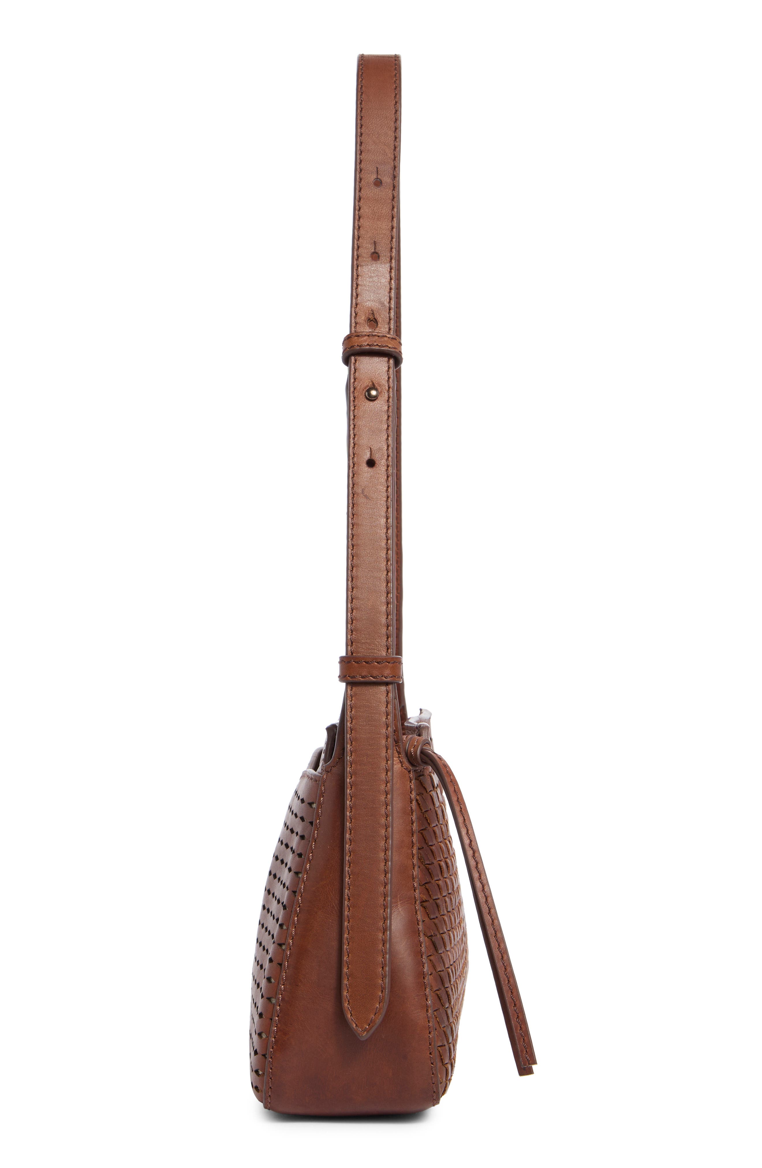Jennie Woven Leather Shoulder Bag, Alternate, color, COGNAC