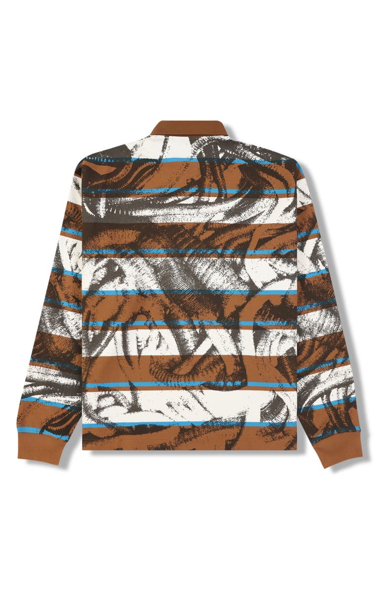 PLEASURES Worms Graphic Rubgy Shirt, Alternate, color, Brown Stripe