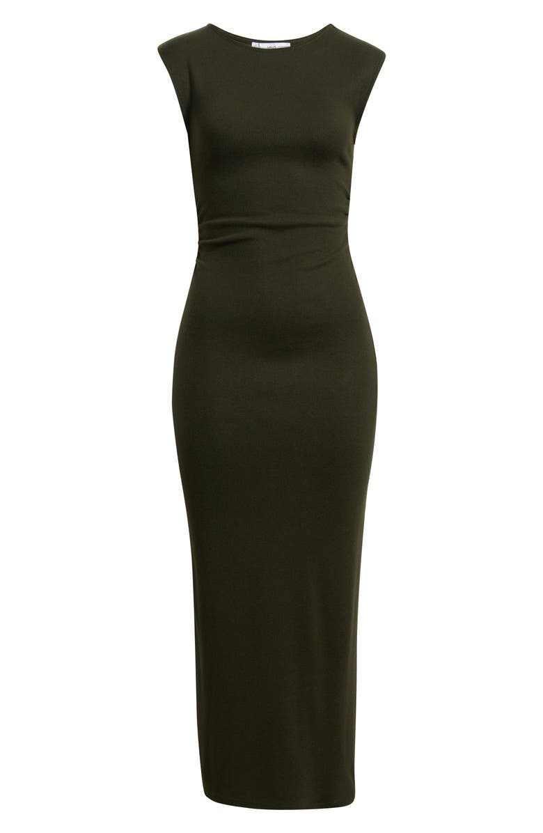 MANGO Baselia Fine Knit Midi Dress, Main, color, Khaki Green