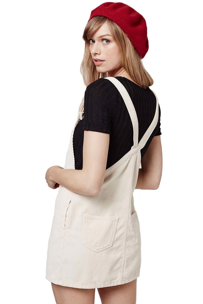 Moto Corduroy Pinafore Dress, Alternate, color, CREAM