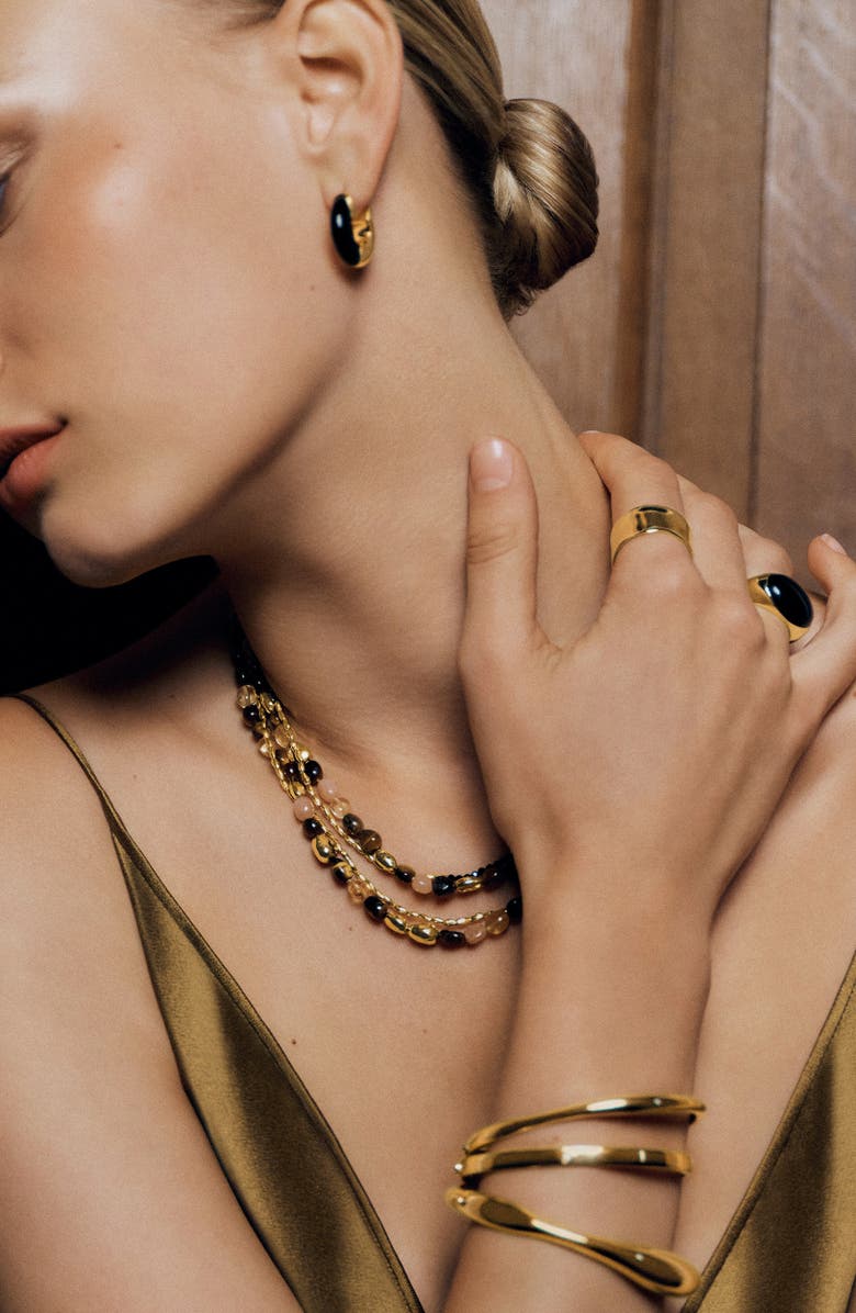 Monica Vinader Beaded Stone Necklace, Alternate, color, 18Ct Gold Vermeil / Tigers Eye