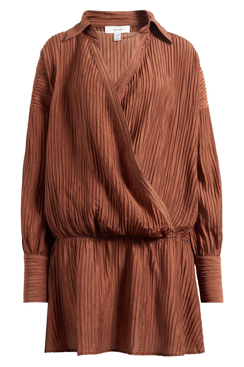 Long Sleeve Rib Shirtdress, Alternate, color, RUST