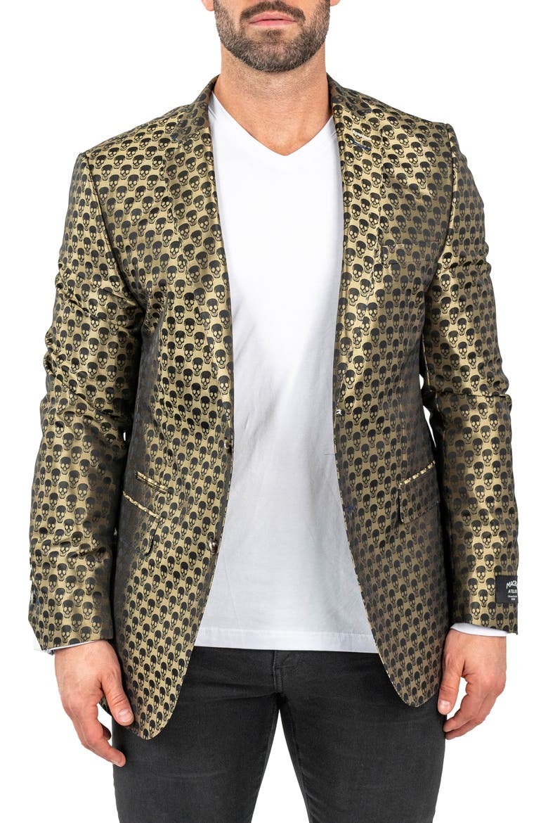 Skullrepeat Green Jacquard Blazer, Main, color, GREEN